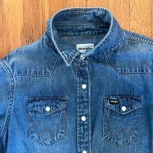 Wrangler Western Blue Denim Snap Cotton Shirt